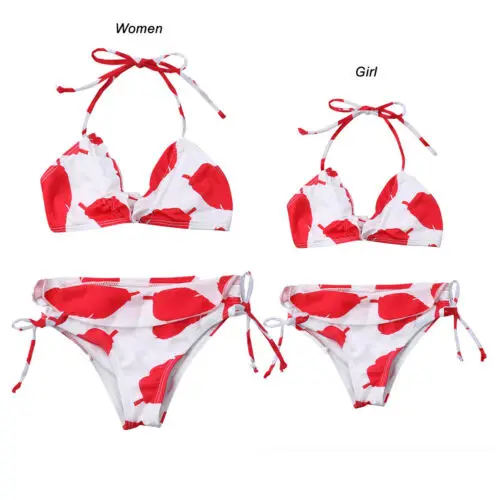 Одинаковый купальник для всей семьи бикини мамы дочки папы и ребенка пляжная