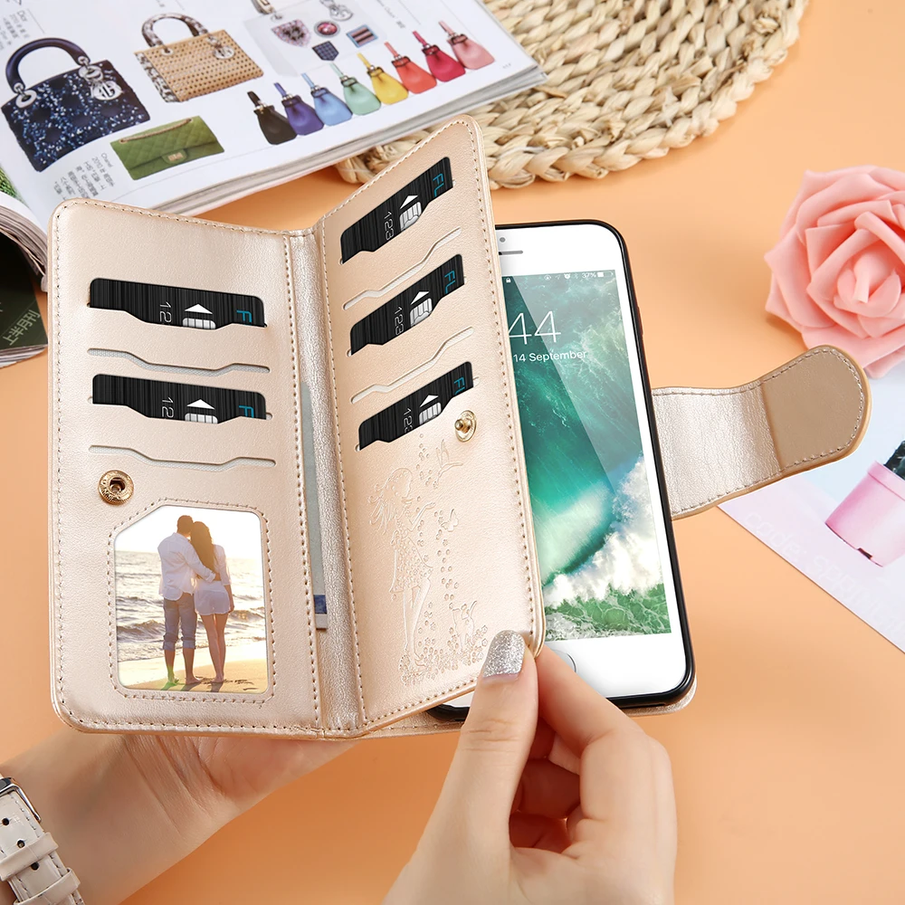 KISSCASE кошелек флип чехол для телефона iPhone7 8 6 6s Plus 5 5S SE PU кожаный iPhone 7 зеркальный