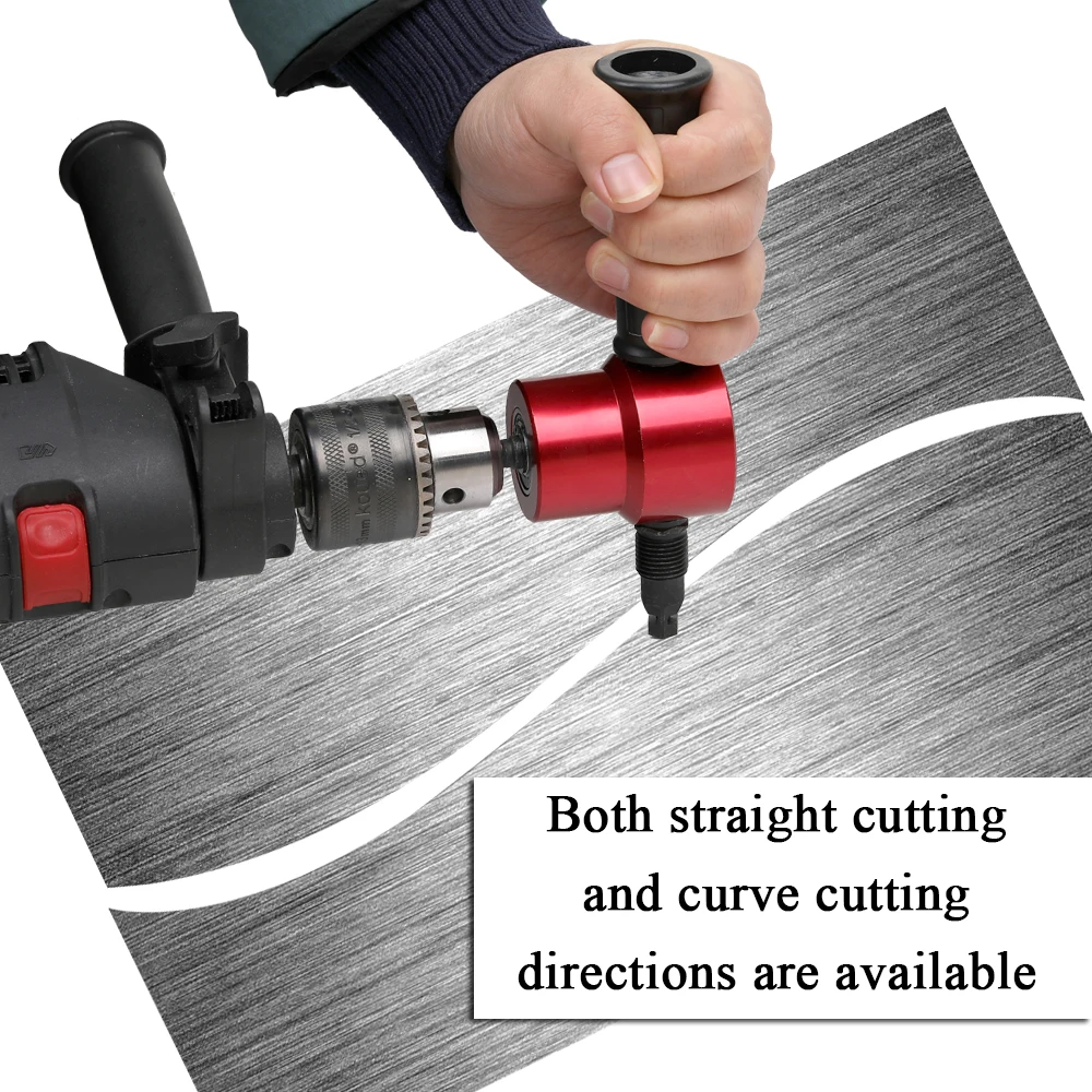 

Double-headed Sheet Metal Nibbler Cutter 360 Degree Adjustable Drill Attachment Power Tool Accessories Cutting Tools