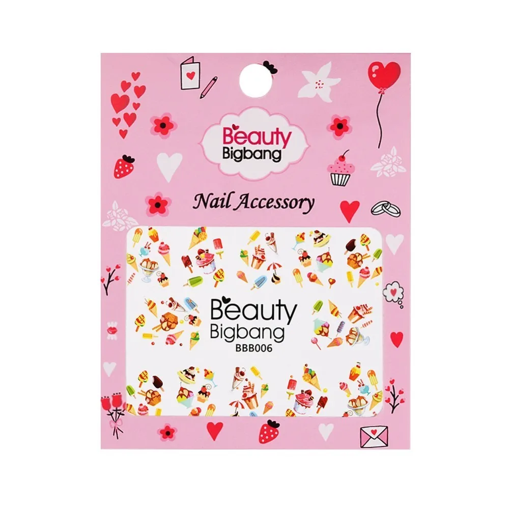 Водяная наклейка для ногтей BeautyBigBang 1 шт. дизайн в форме мороженого и десерта DIY