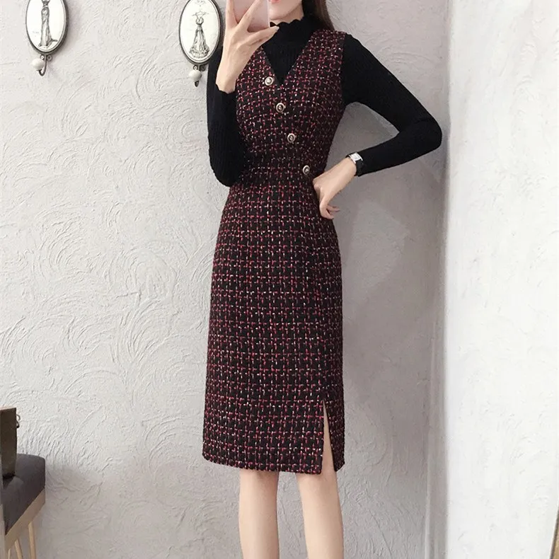 Осенне зимний женский комплект из двух предметов с высоким воротником 2018 модный