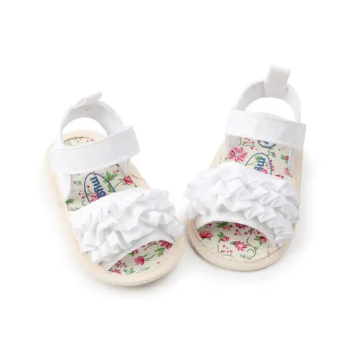 

Pram Newborn Baby Girl Kids Infant First Walkers Ruffled Shoes Sandals