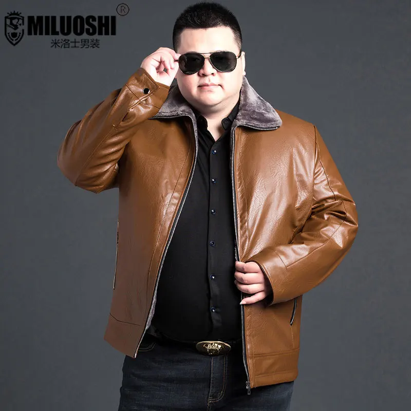 Новинка большой размер 8XL7XL 6XL 5XL 4XL 2018 зимняя плотная мужская кожаная куртка
