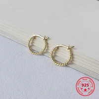 korea hot style pure 925 sterling silver earrings for women delicate fashion gold twist stud earrings jewelry
