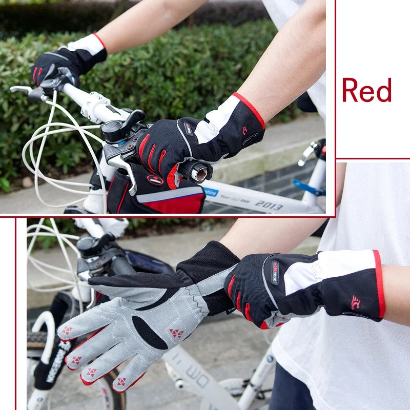 HOT-ROBESBON теплые велосипедные перчатки зимние флис полный палец ветрозащитные для
