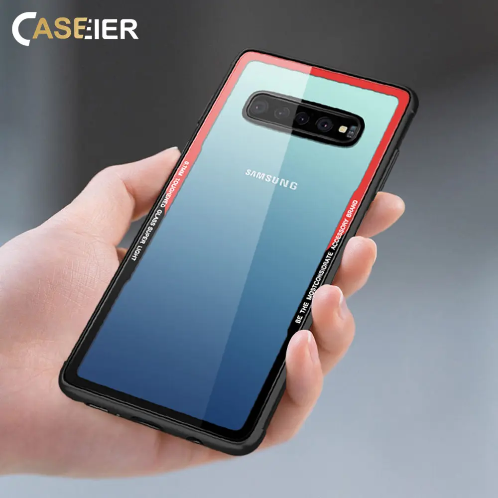 CASEIER чехол для Samsung Galaxy S10 Plus S10e чехлы телефонов из закаленного стекла с мягкими