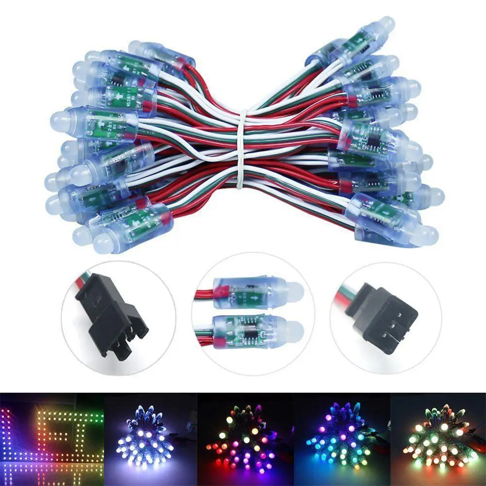 2018 50 шт./лот DC5V WS2811 2811 IC 12 мм RGB светодиодный модуль водонепроницаемый цифровой