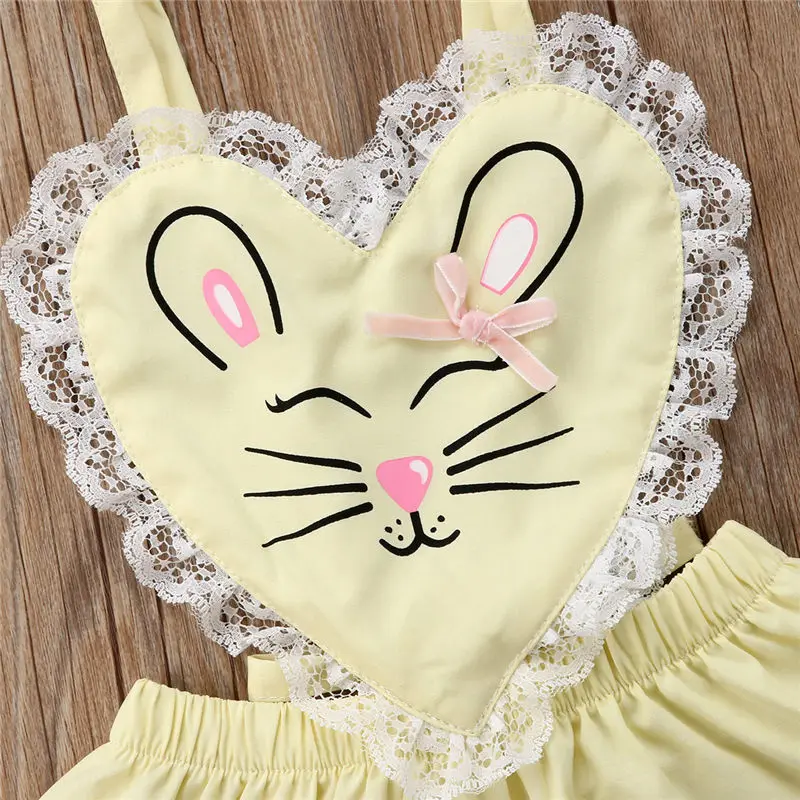 Pudcoco/Модные Пасхальные милые кружевные платья с рисунком кролика для маленьких