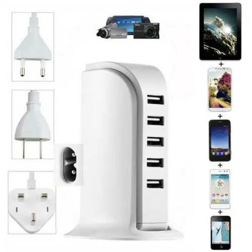 30 Вт мульти 5 USB портов зарядное устройство настольное Быстрая башня зарядная