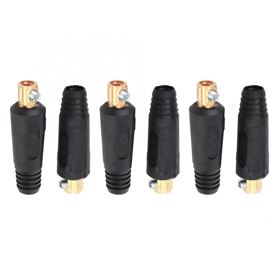 200-400A konektor 6psc (3 пары) медный сварочный кабель в европейском стиле быстрый