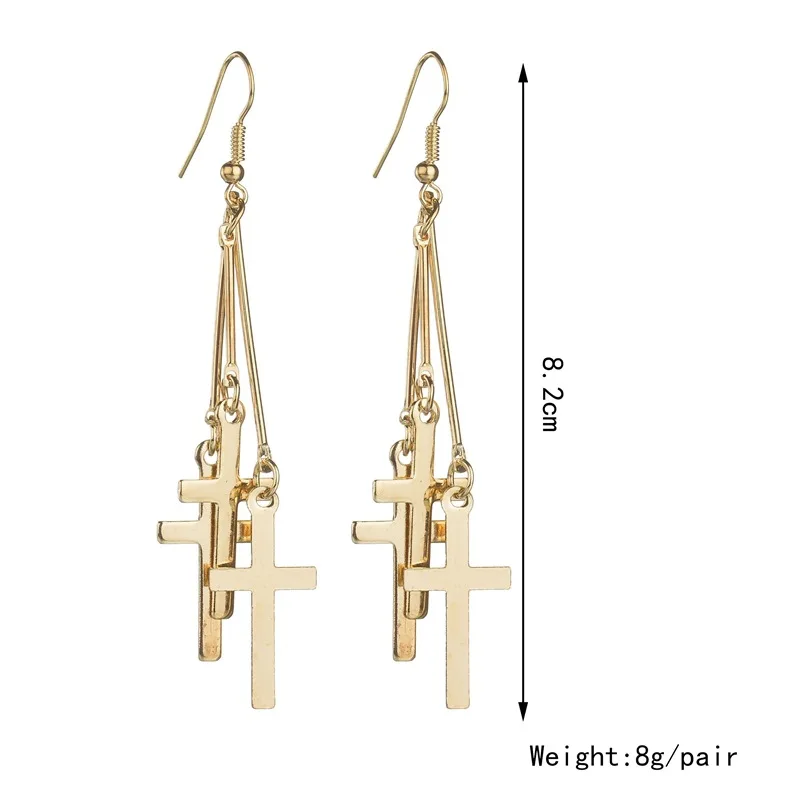Модные женские Многослойные висячие серьги с золотыми перекрещивающимися