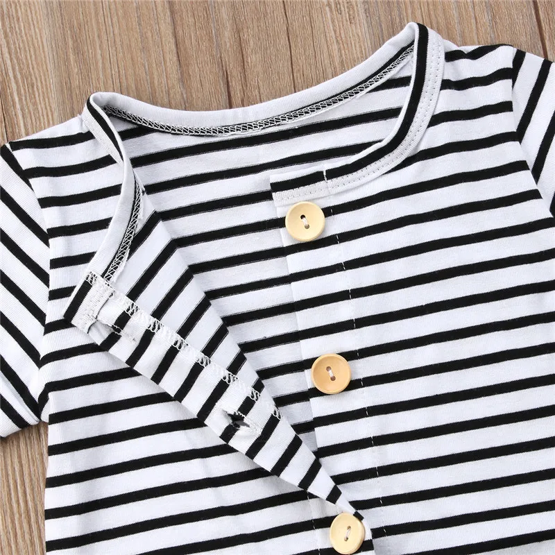Летние хлопковые комбинезоны в полоску с короткими рукавами для новорожденных