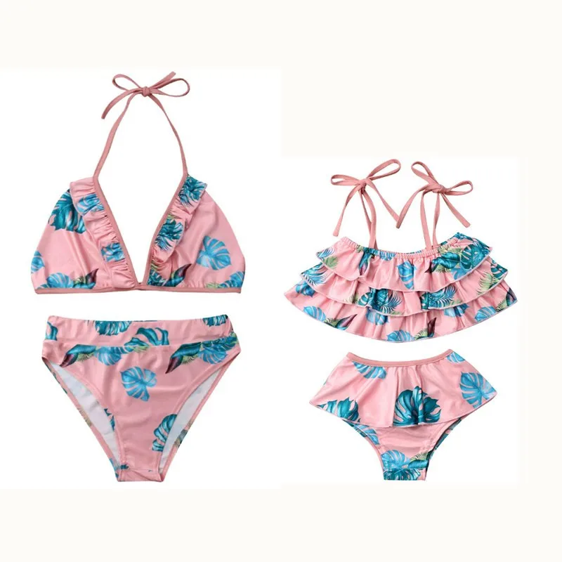 Одинаковые купальники для семьи купальник мамы и дочки лето 2019 комплект бикини