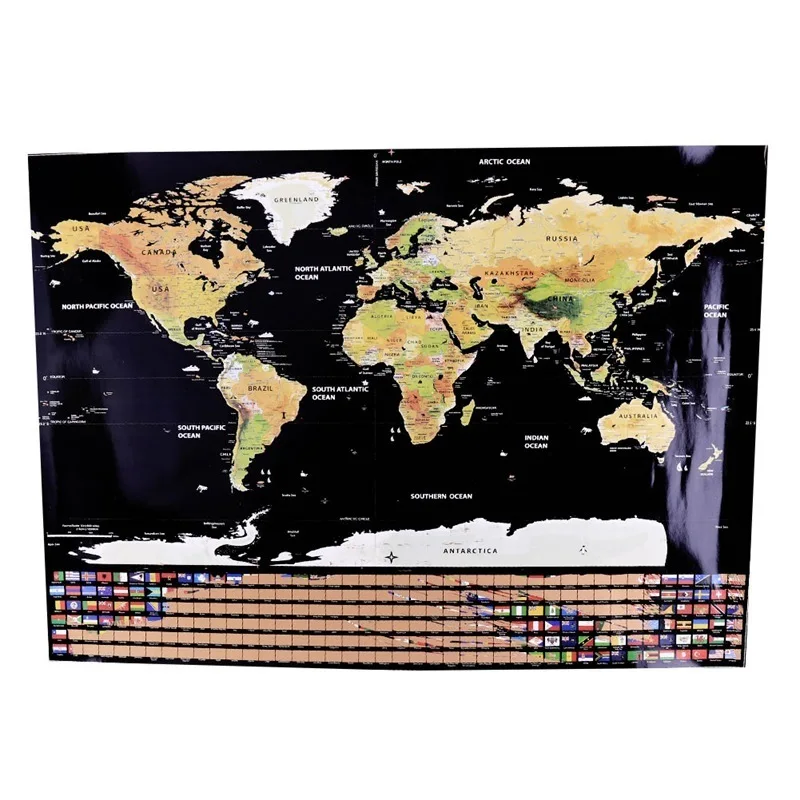 82.5x59.4 см черная карта мира для путешествий персонализированная стирания без