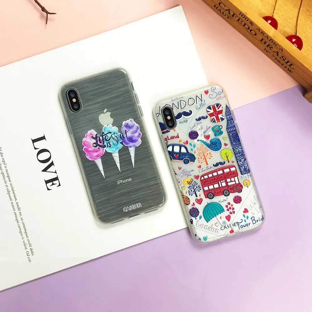 Чехол CASEIER для iPhone 7 8 Plus мягкий силиконовый чехол X XS MAX XR 6S 6 5S SE Модный |