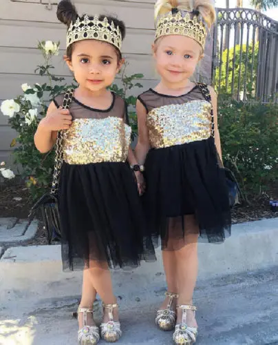 Pudcoco Girl Dress Child Kid Girls Sequinned Princess Wedding Bridesmaid Pageant Formal Party | Детская одежда и обувь