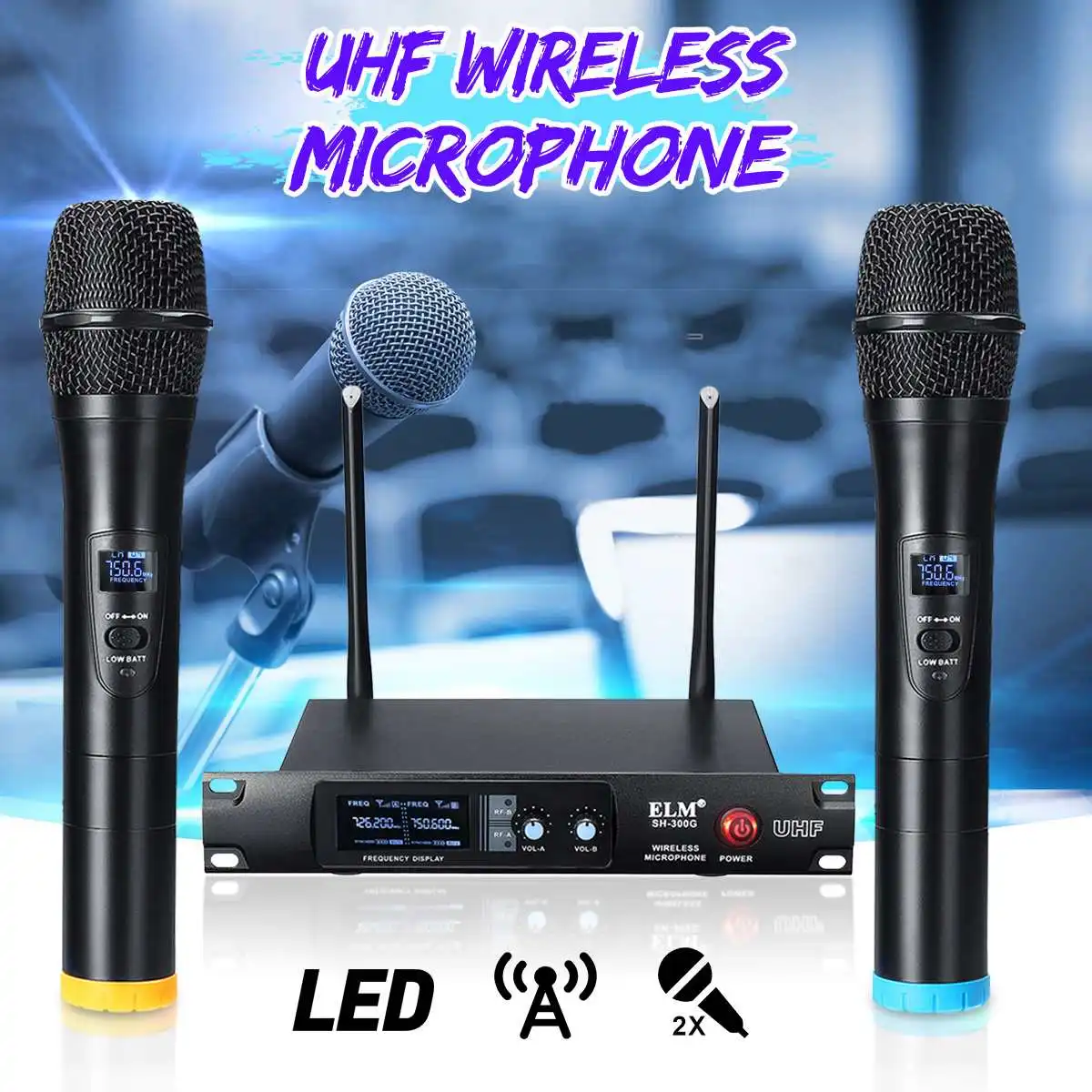 Беспроводная микрофонная система UHF профессиональный микрофон для караоке 2