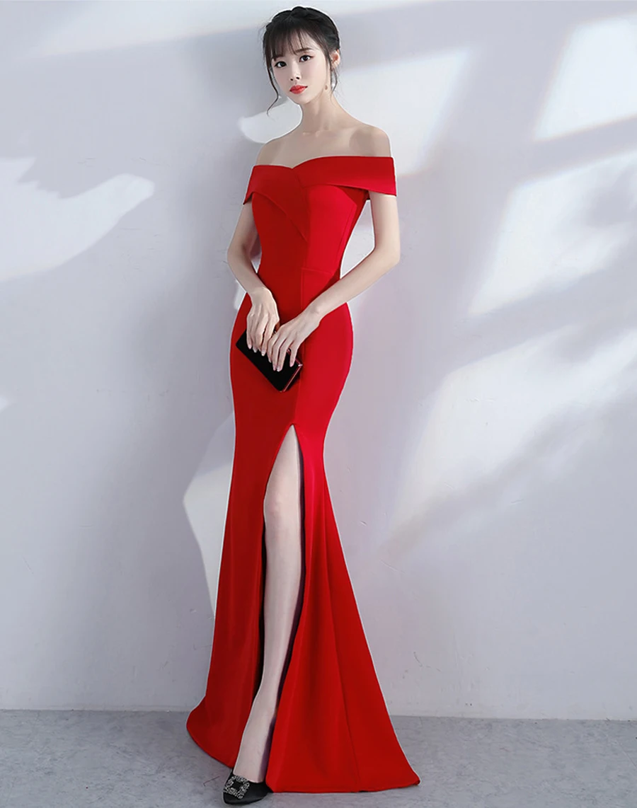 Robe De Soiree/бордовое вечернее платье с открытыми плечами для девочек свадебной