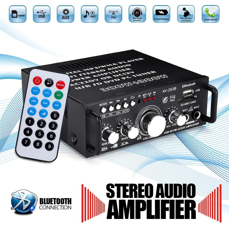 220 240В 600 Вт 2CH Hifi цифровой аудио усилитель 4 16 не поддерживает Bluetooth стерео караоке