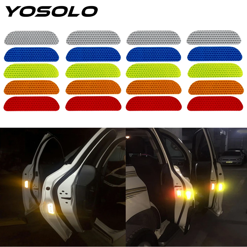 YOSOLO 4 шт./компл. автомобильные отражающие наклейки Предупреждение лента со