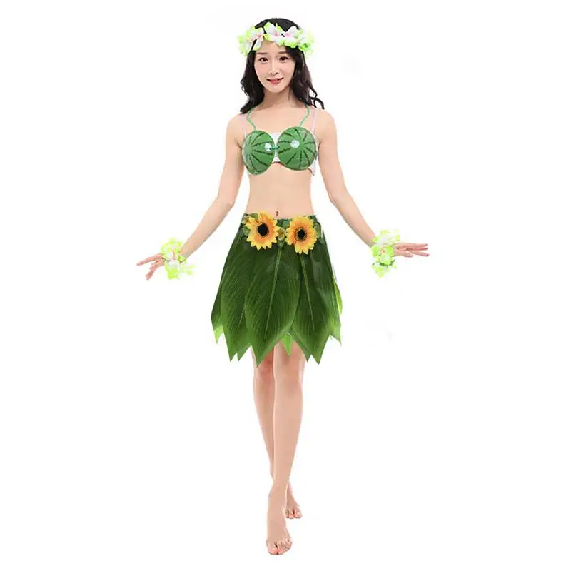 Гавайская Юбка для вечеринки юбка танцев с имитацией листьев взрослых детские