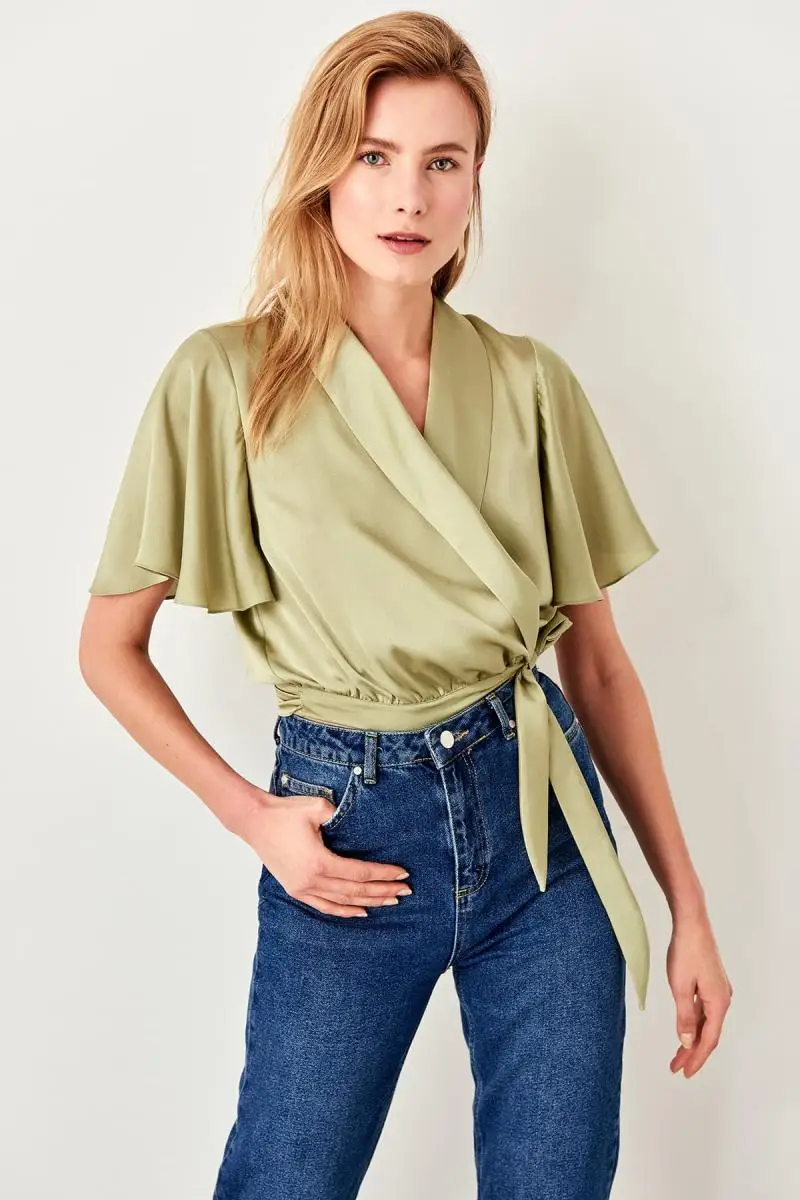 Trendyol Мятная шнуровка detayli Bluz TWOSS19BB0425 |