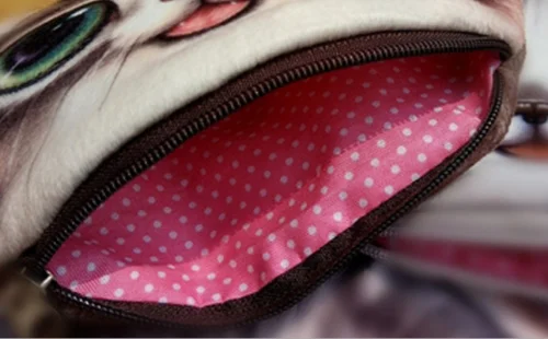 Симпатичный 3D кошелек для женщин и девушек на молнии с лицом животного мелочи