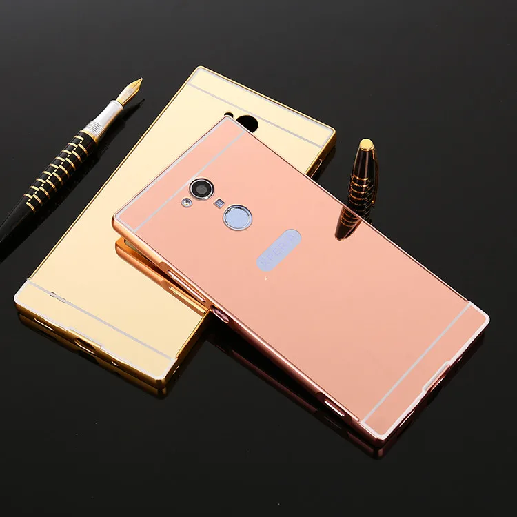 Чехол для Sony XA2 Ultra металлический бампер с зеркальной задней крышкой Жесткий Xperia