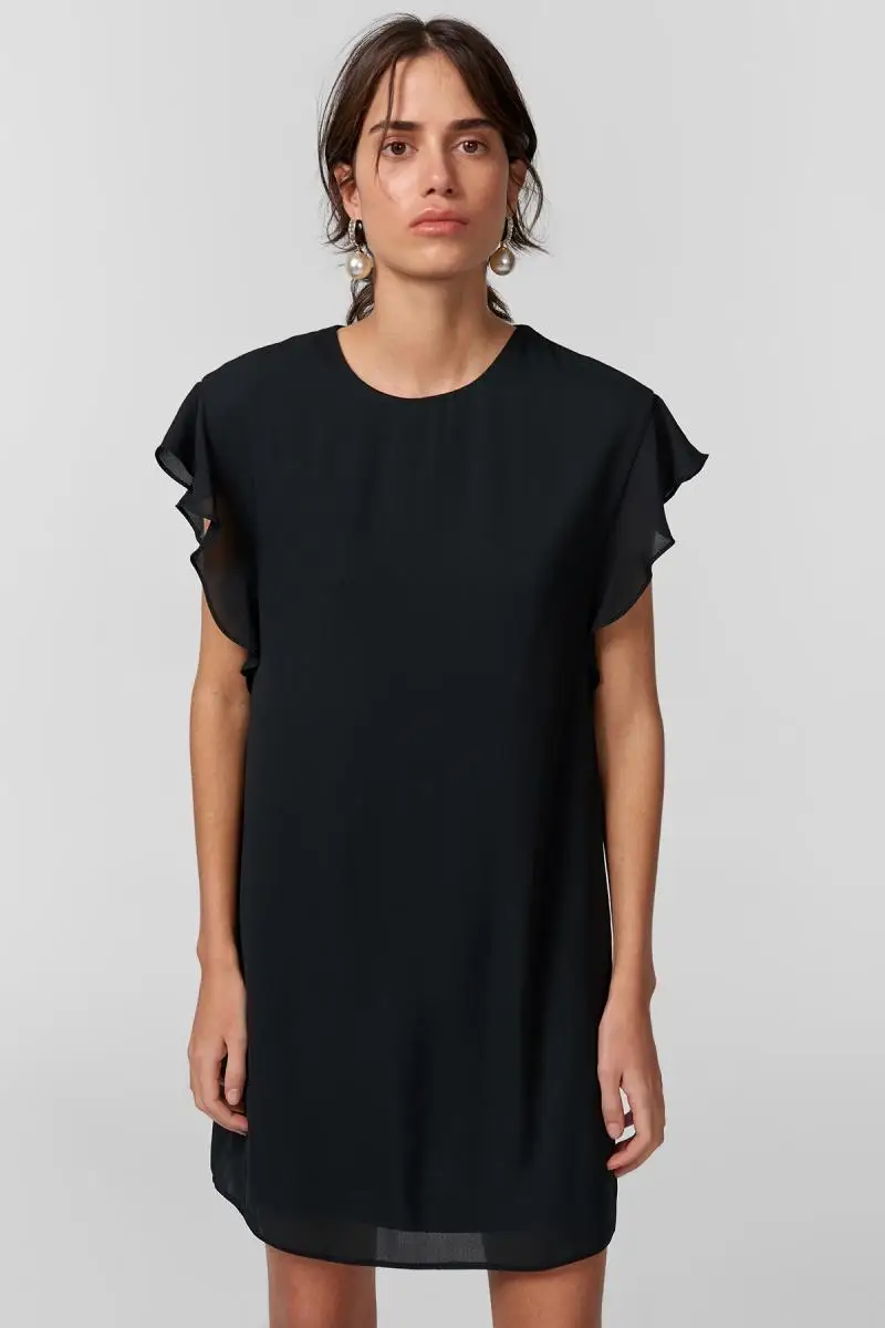Trendyol базовое черное платье с оборками TOFSS18BB0239|Женские платья| |