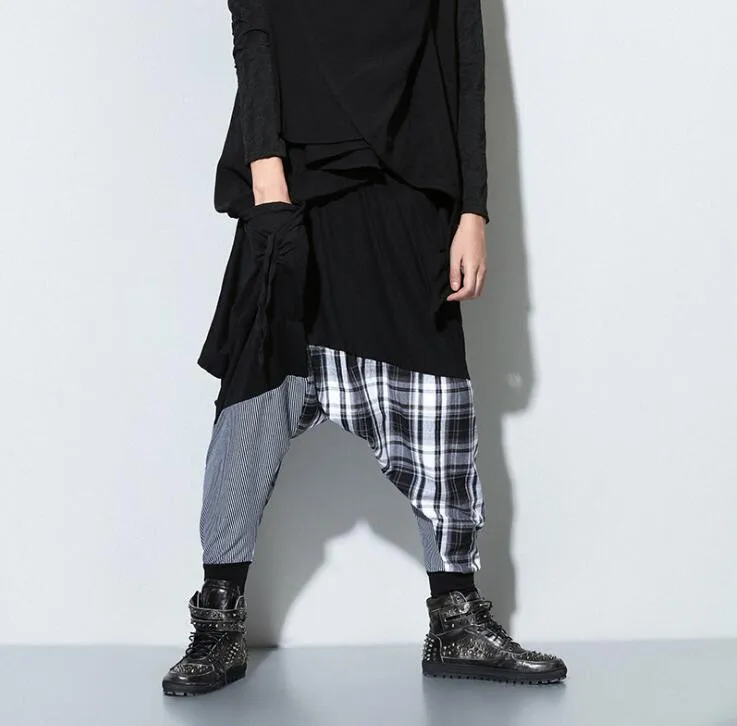 

Fashion for Men Harem pants Casual pants splicing High Quality Hip Hop Dance trousers Loose Fashion for Men pants