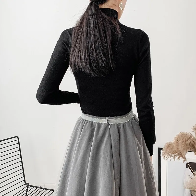 TWOTWINSTYLE Sexy Pullover Tops Female Hollow Out Off Shoulder Turtleneck Long Sleeve Women's Sweater Fashion 2019 Autumn Winter | Женская