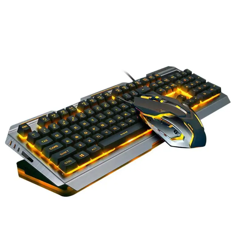 

Проводная игровая клавиатура и мышь с подсветкой 104 клавиш, механическая клавиатура 4000DPI, прочные USB-клавиатуры комбинированные мыши для ноу...
