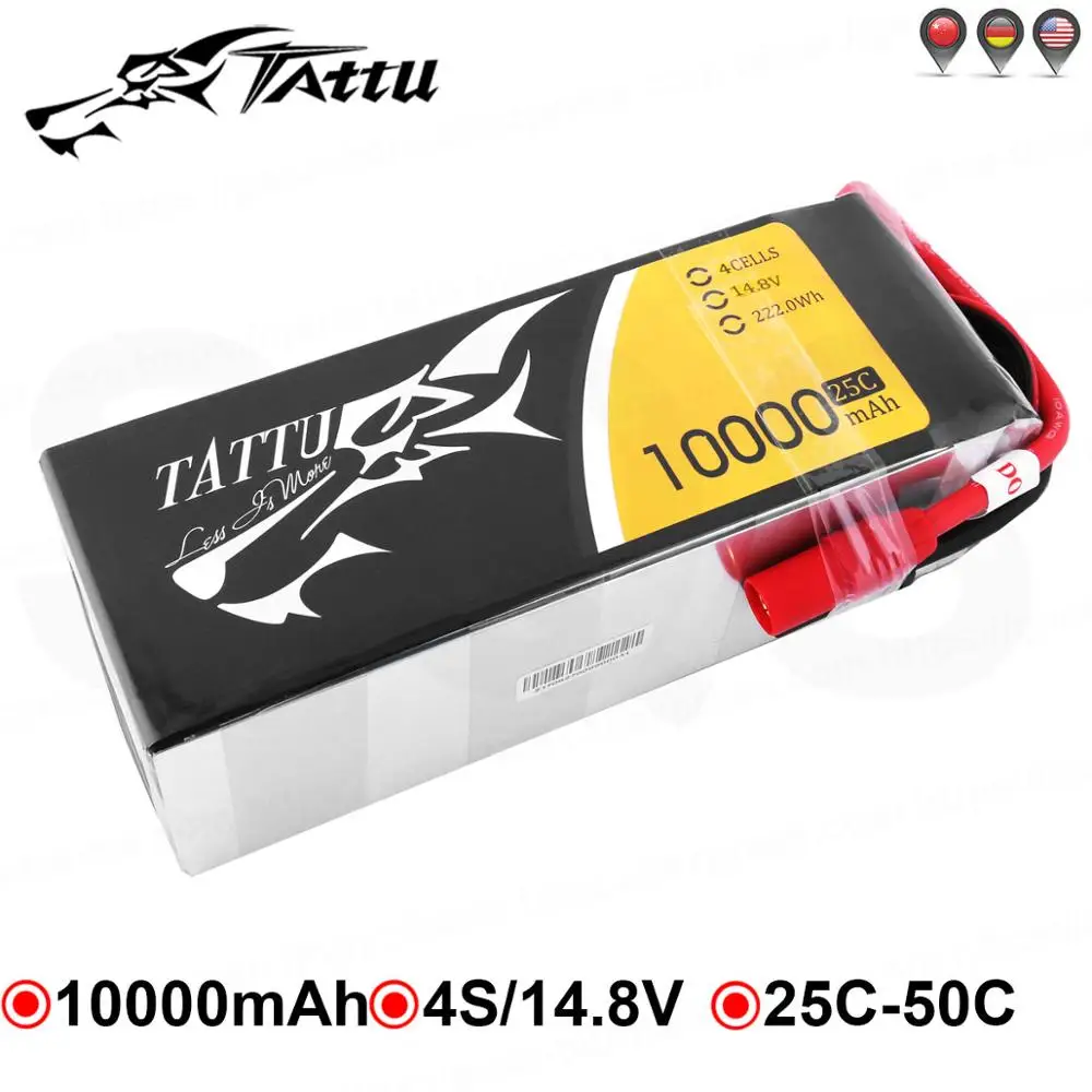 Литий полимерный аккумулятор tattu 4S 10000 мА/ч Lipo 14 8 в 25C беспилотный Аккумулятор для