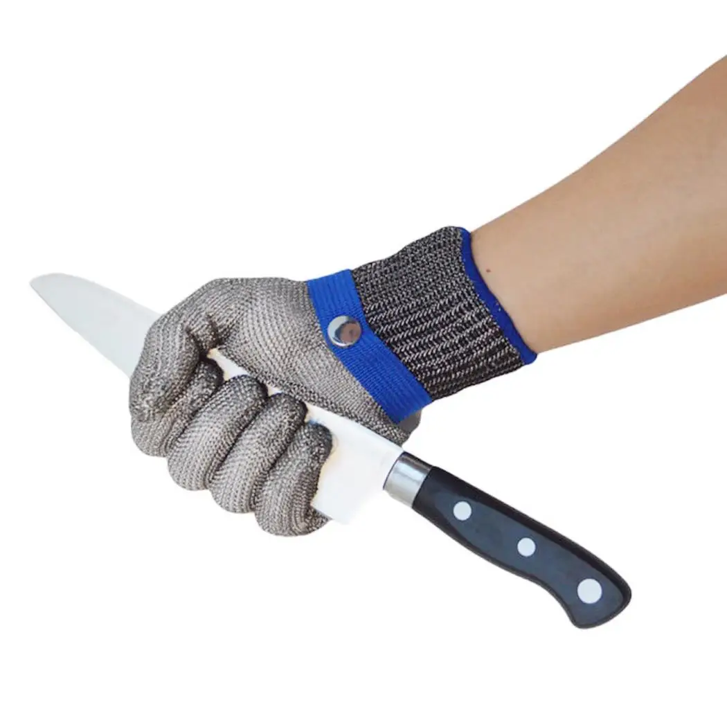 Рабочие перчатки из нержавеющей стали с гибким ремешком на запястье защитные