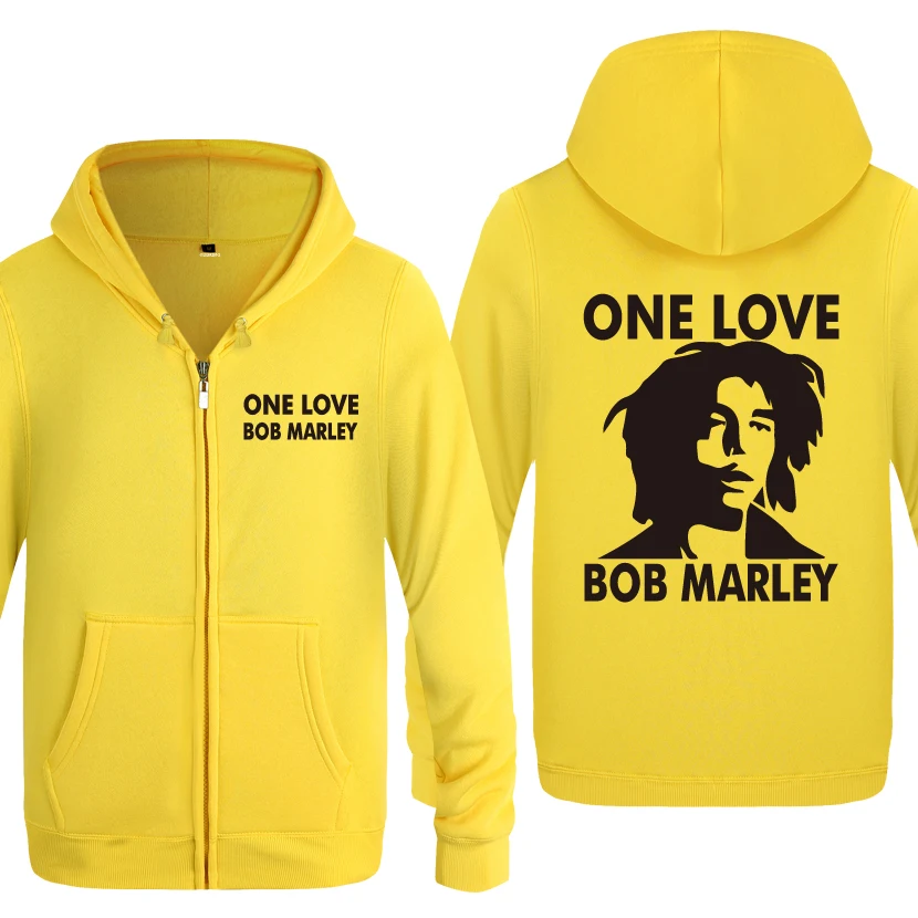 Мужские флисовые толстовки на молнии One Love Bob Marley с капюшоном 2018 | Мужская одежда