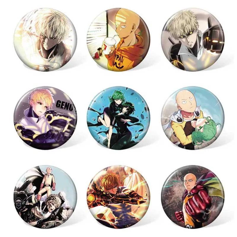 

9 pcs/lot Anime One Punch Man Badges Toys Brooch Model Pins for gifts Size 58MM