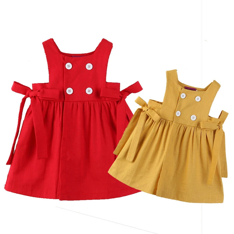 New Toddler Baby Kid Girls Cute Solid Dress Summer Sleeveless Bow Drape Dresses Shein Vestidos Bebe Girl Party Gown Formal | Детская