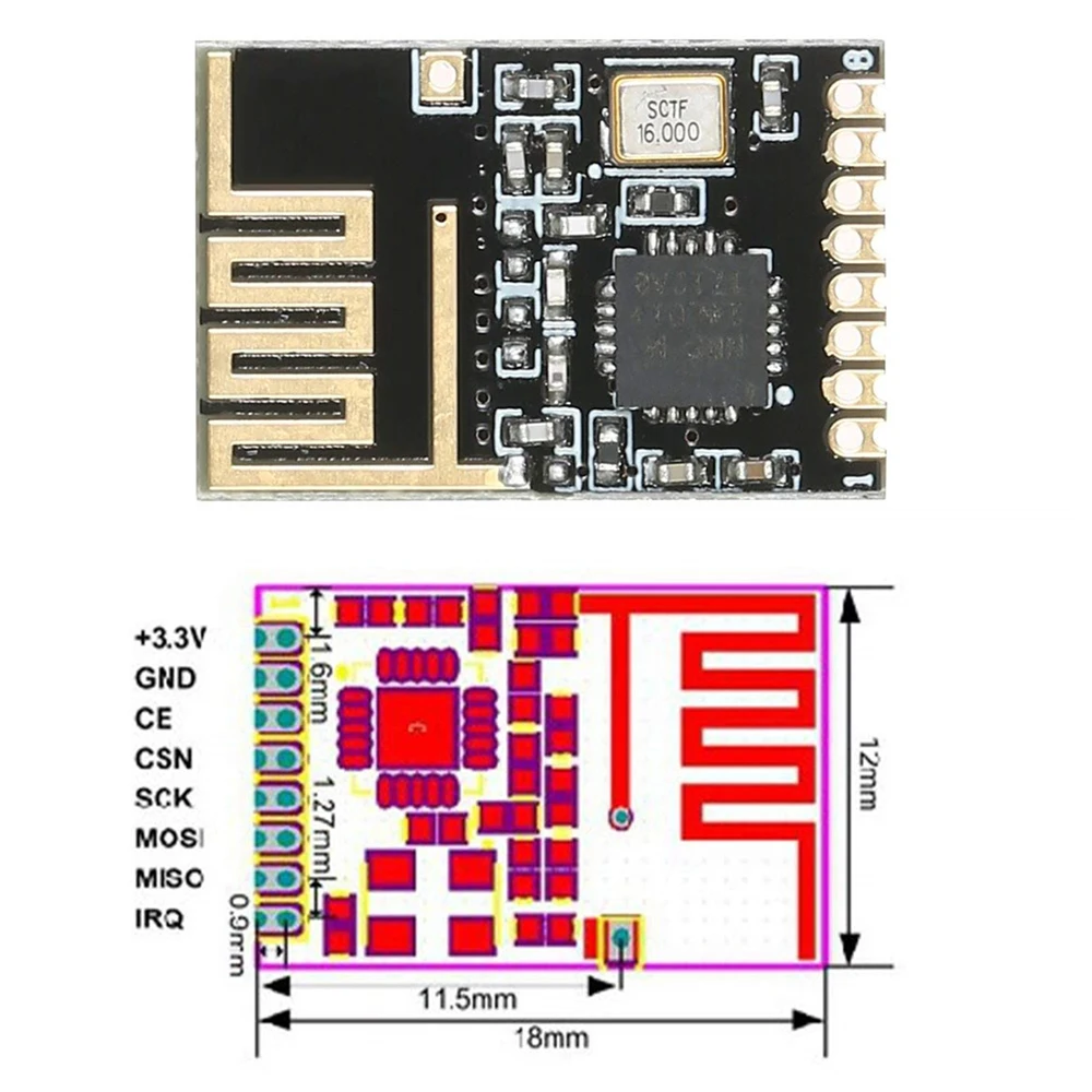 Беспроводной приемопередатчик NRF24L01 + модуль антенны 2 4 ГГц для микроконтроллера