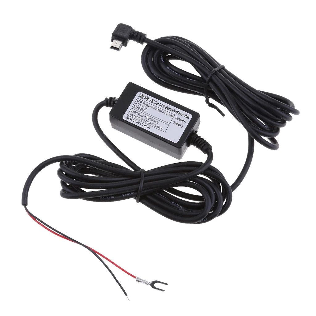 Премиум Dash Cam Hardwire наборы 12/24V до 5 V/1.5A адаптер питания мини USB правый изгиб вилка