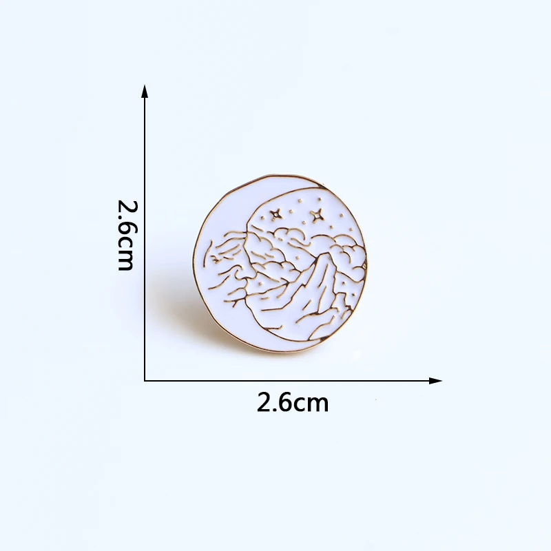 Moon Star Brooches Golden Lines Round Enamel Pin for Boys Girls Lapel Pin Hat/bag Pins Denim Jacket Women Brooch Badge SC4513