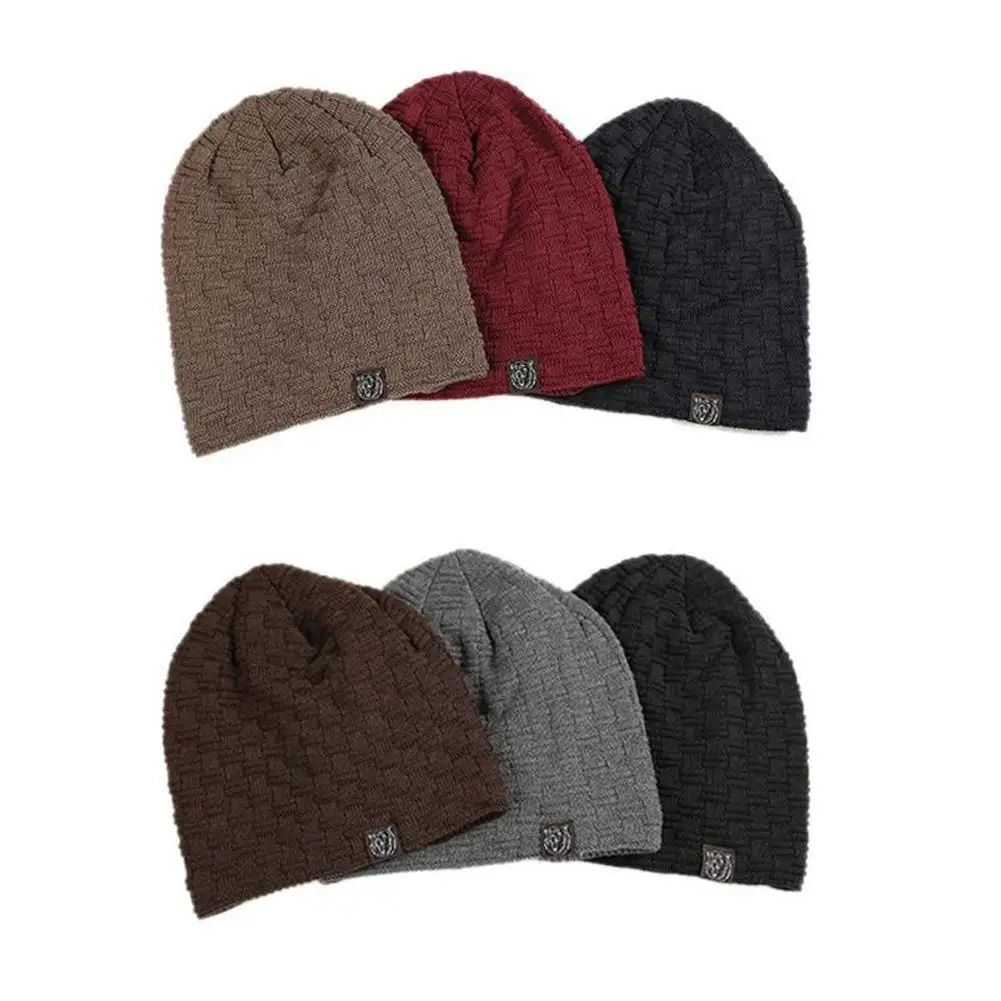 

MISSKY Men Beanie Hat Winter Warm Wool Cap Solid Color Knitted Hat Outdoor Beanie Cap