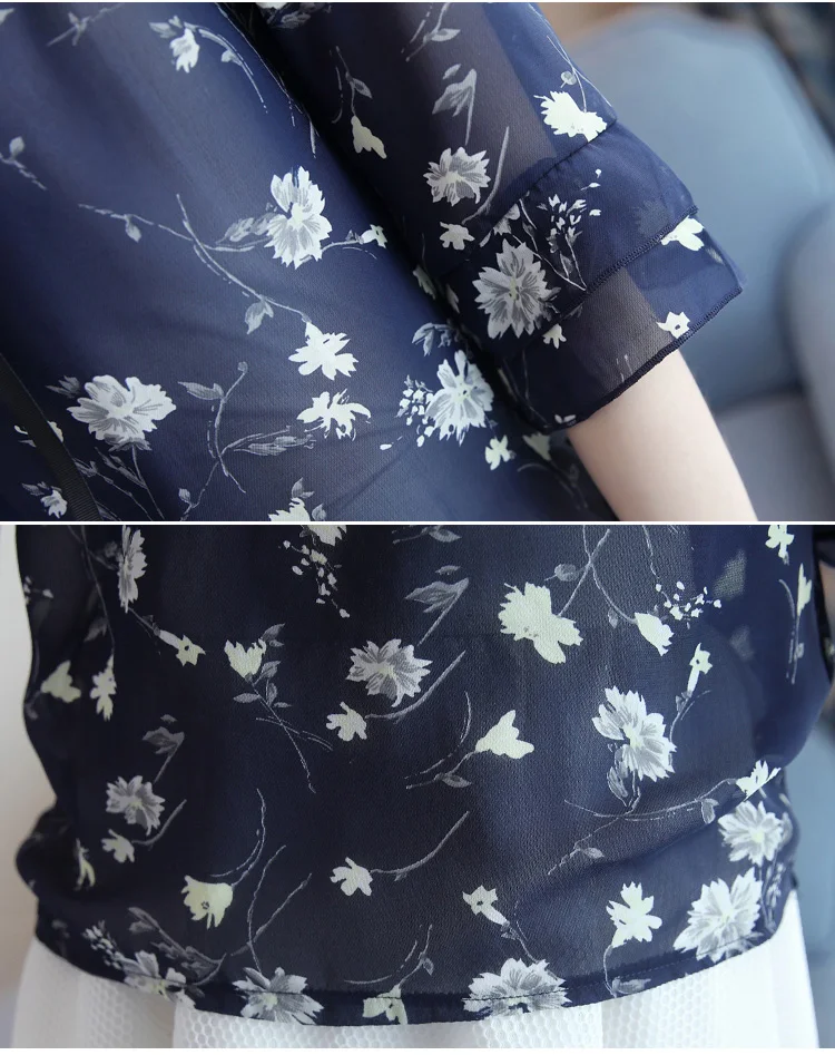 

New 2019 bow-knot Women Clothing Ladies White Lace Blouse Summer pleated round neck Sexy Female blouses women tops blusas 956H3