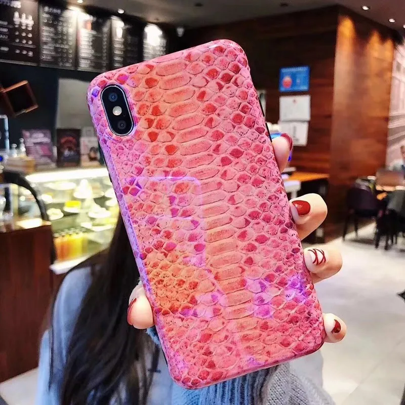 Винтажный чехол для телефона из змеиной кожи iphone XS Max синий свет ТПУ + ПК чехлы X XR 6