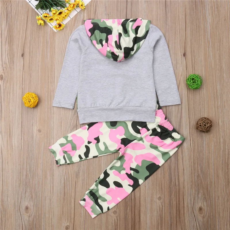 

PUDCOCO Newest Kids Toddler Baby Girl Hooded Tops Coat Long Pants Camouflage Casual Outfits Warm Cotton Kids Clothes Sets 1-6T