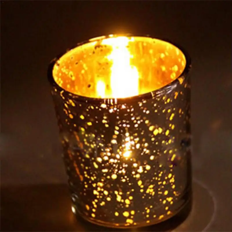 1PC 5.5*6.8CM Electroplated Silver Glass Candle Holder Christmas Decor Candlecup Home Parties Wedding Restaurant Bar Props | Дом и сад
