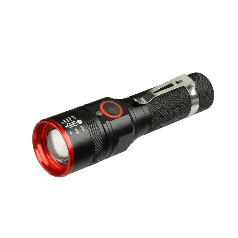 

XANES 1511-B 1000Lumens USB Rechargeable Flashlight T6 Led Flashlight Zoomable 3 modes torch for 18650 with USB cable Camping