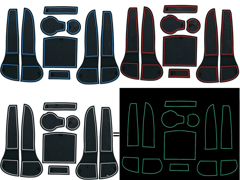 

9pcs Car Interior Non-slip Door Cup Holder Rubber Mats Auto Door Groove Latex Mat Fit For A5 2009-2016