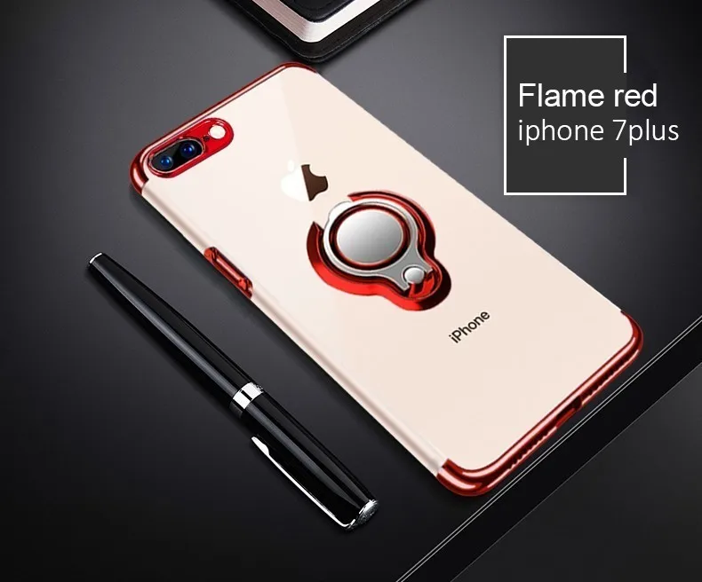 Для iPhone 7 8 Plus чехол гальванический палец кольцо полный держатель дрели для X Xs Max Xr