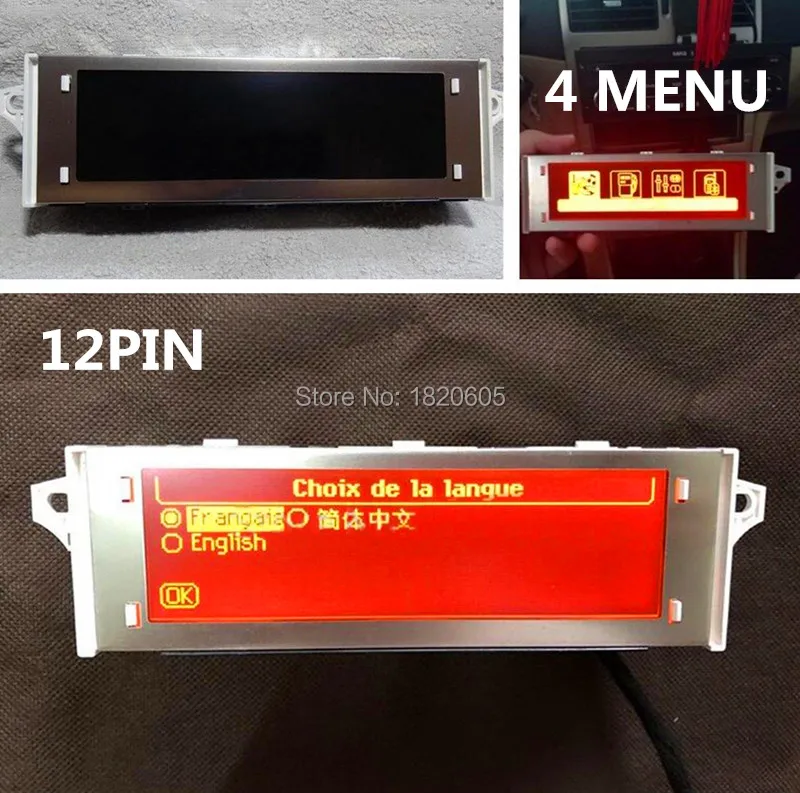 

Genuine Brand New Car screen support USB Bluetooth 4 menu Display Red monitor 12 pin for Peugeot 307 407 408 for citroen C4 C5