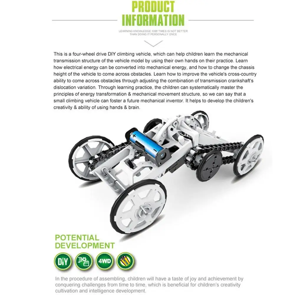 

RCtown 4WD Climber DIY Climbing Children Car Model Toy Car Assembly Kit Baby Four-Wheel Drive Fun Toys For Boys Holiday Gifts